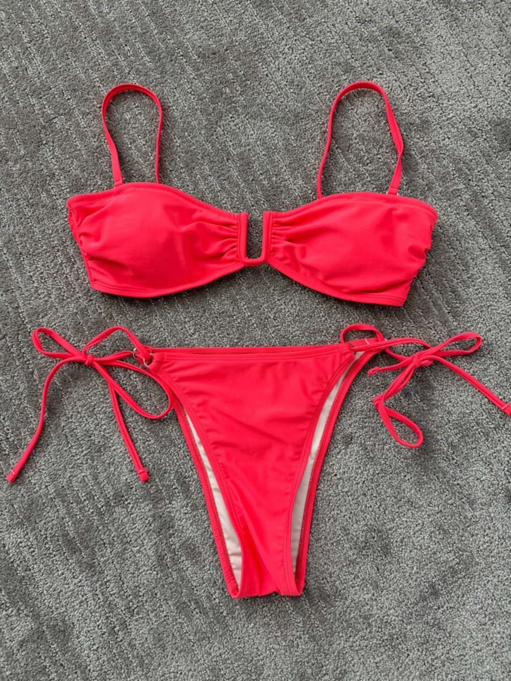 Cupshe Bright Red Tie-Side Bikini Set